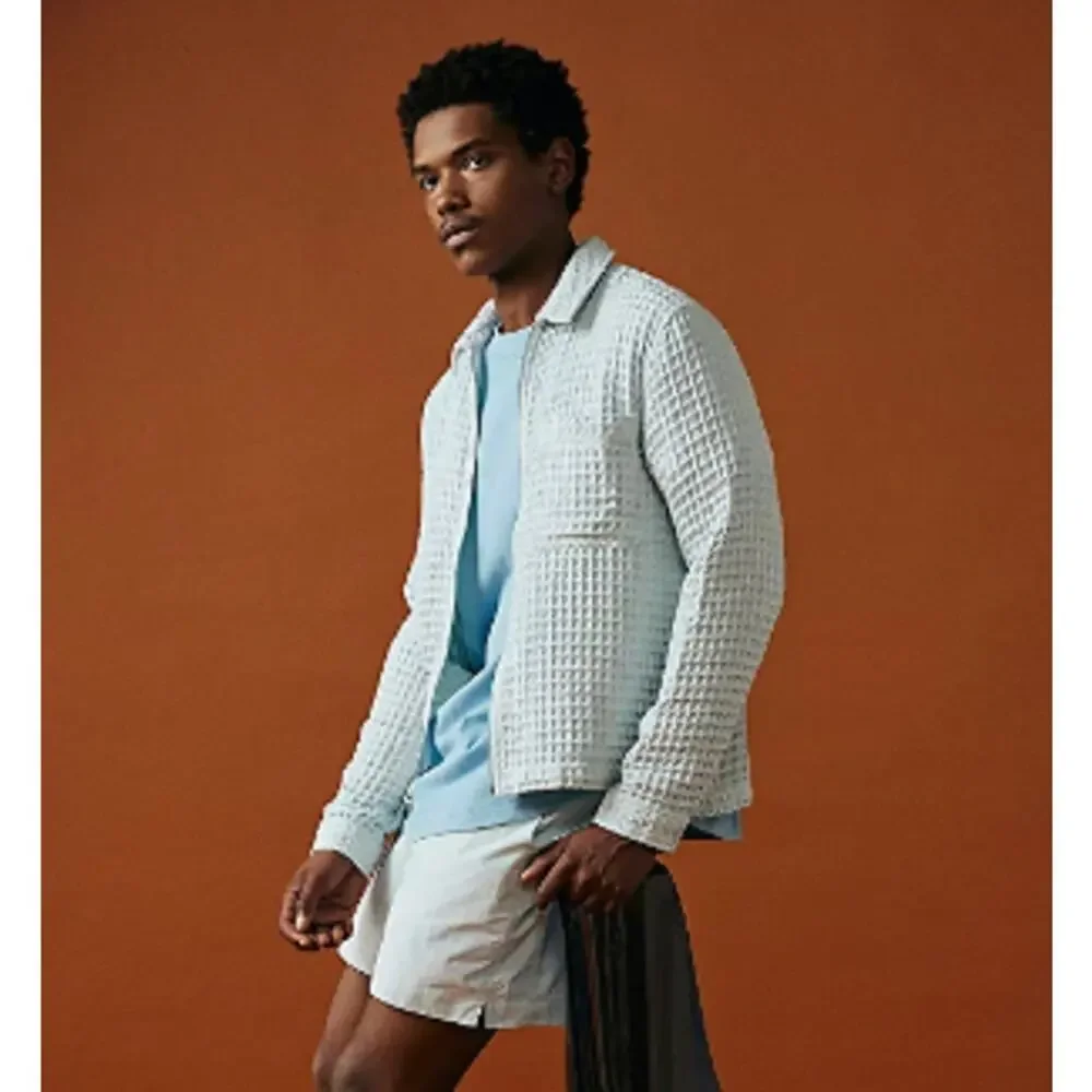 Urban Outfitters Standard Cloth Waffle‎ Knit Zip Shirt Peach Men's XXL NWT FLAW